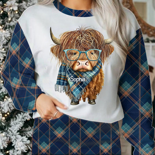 J'adore les vaches des Highlands - Pull moche personnalisé avec une vache des Highlands