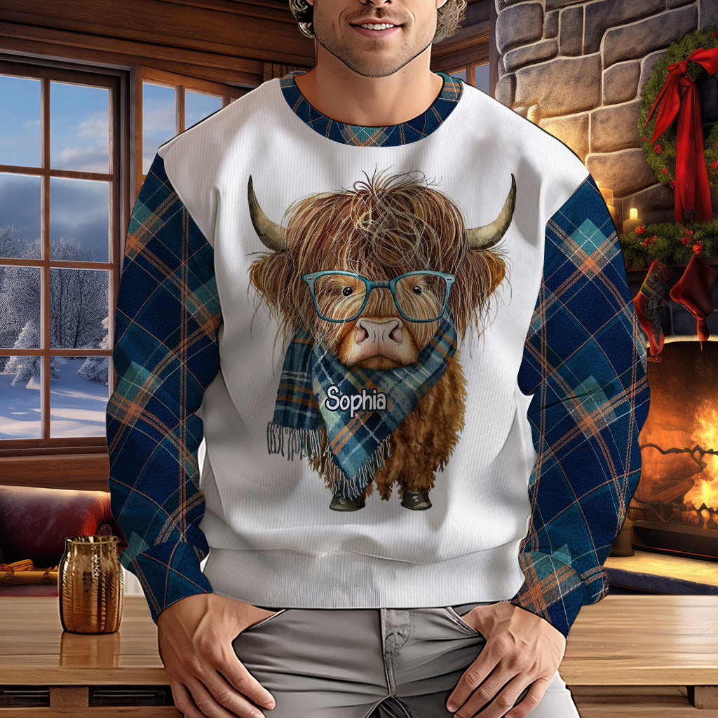 J'adore les vaches des Highlands - Pull moche personnalisé avec une vache des Highlands