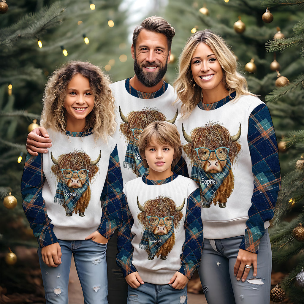 J'adore les vaches des Highlands - Pull moche personnalisé avec une vache des Highlands