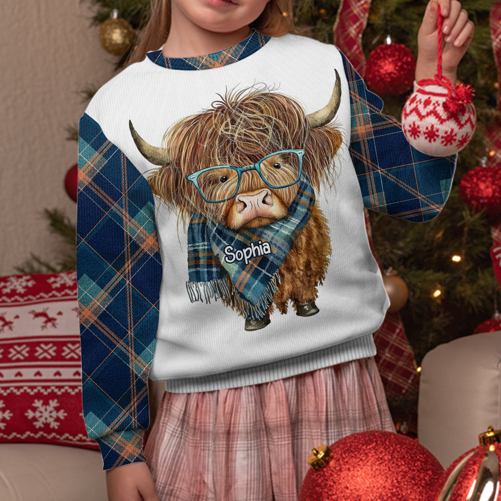 J'adore les vaches des Highlands - Pull moche personnalisé avec une vache des Highlands