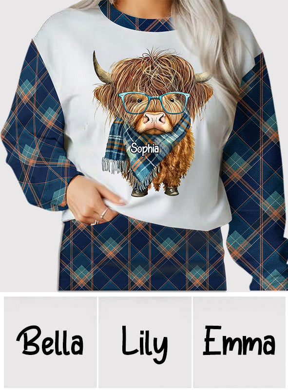 J'adore les vaches des Highlands - Pull moche personnalisé avec une vache des Highlands