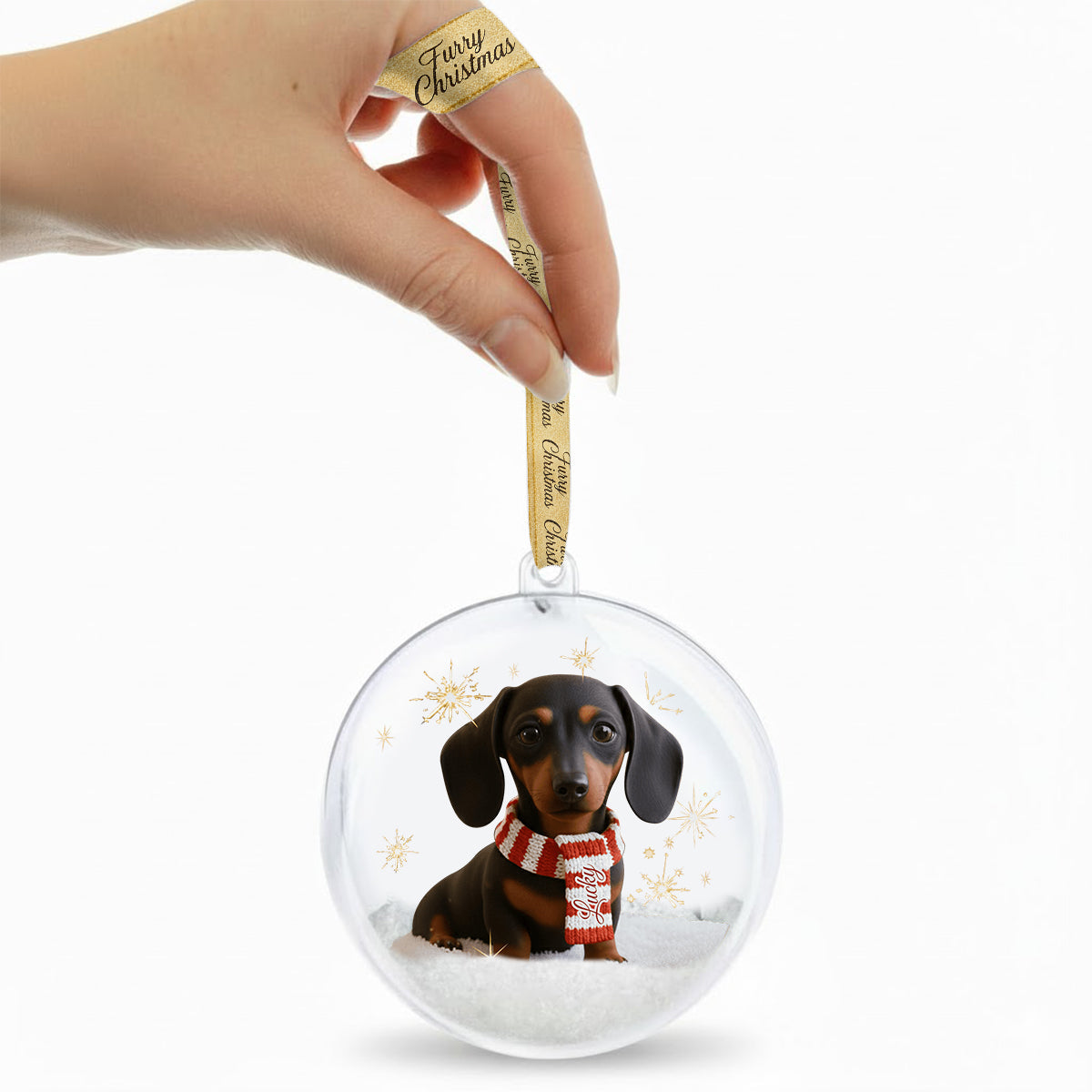 I Love My Dog - Personalized Dog Snow Globe Ornament With Bow
