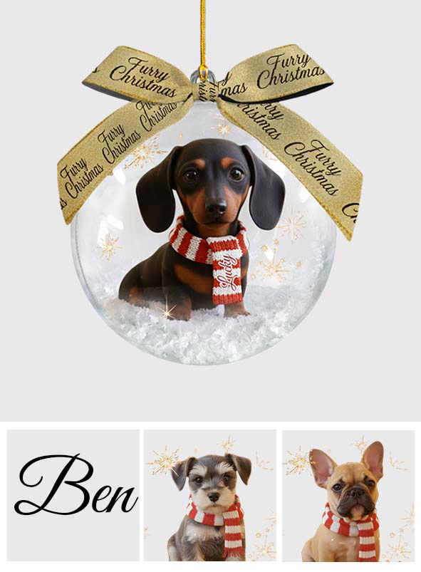 I Love My Dog - Personalized Dog Snow Globe Ornament With Bow