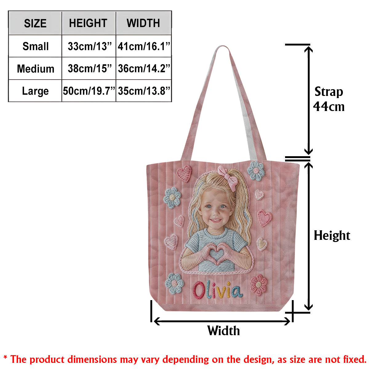 Custom Any Photo - Personalized Kid Quilted Tote Bag