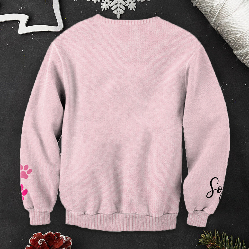 Pink Dachshund Knit - Personalized Breast Cancer Awareness Ugly Sweater