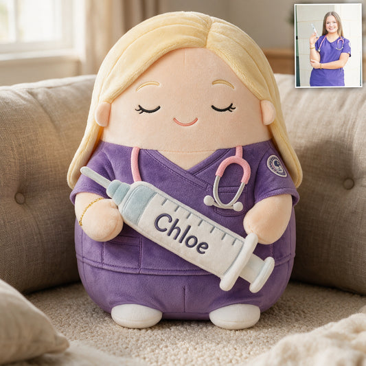 Personnalisé à partir de n'importe quelle photo - Coussin en fausse fourrure premium pour infirmière