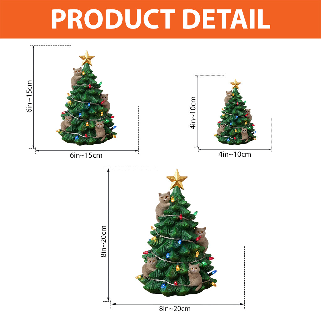 Funny Naughty Cat Small Christmas Tree Miniature - Personalized Cat Custom Shaped Acrylic Plaque