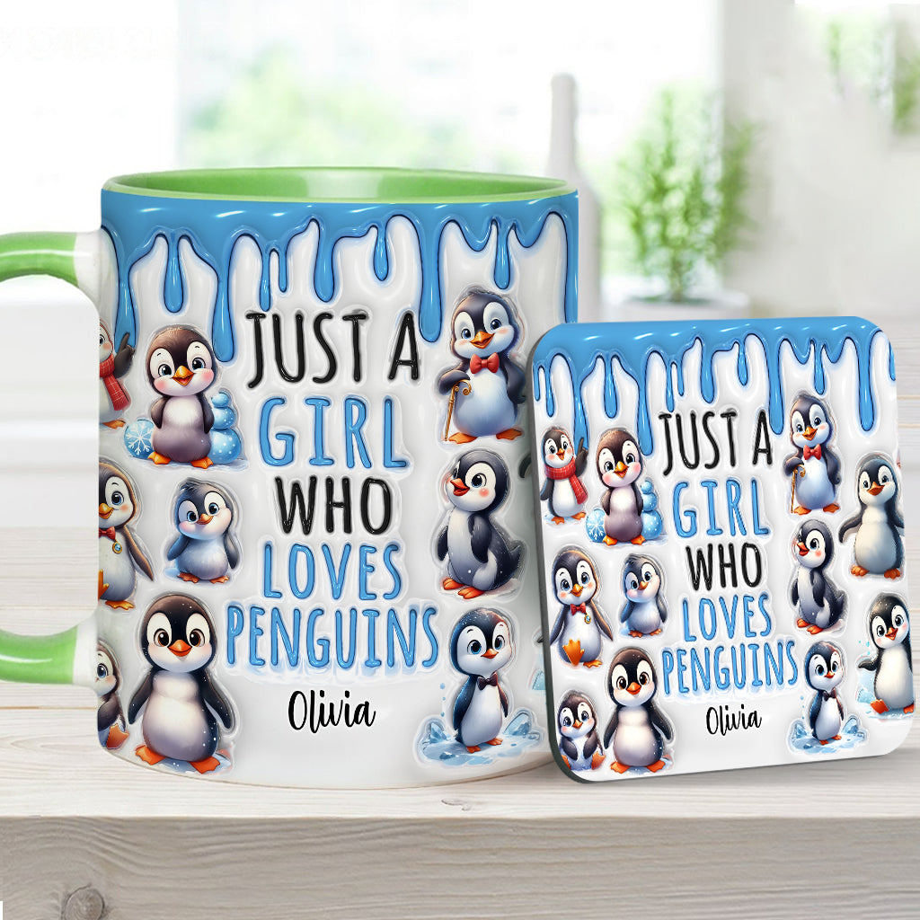 Just A Girl Who Loves Penguins - Personalized Accent Mug