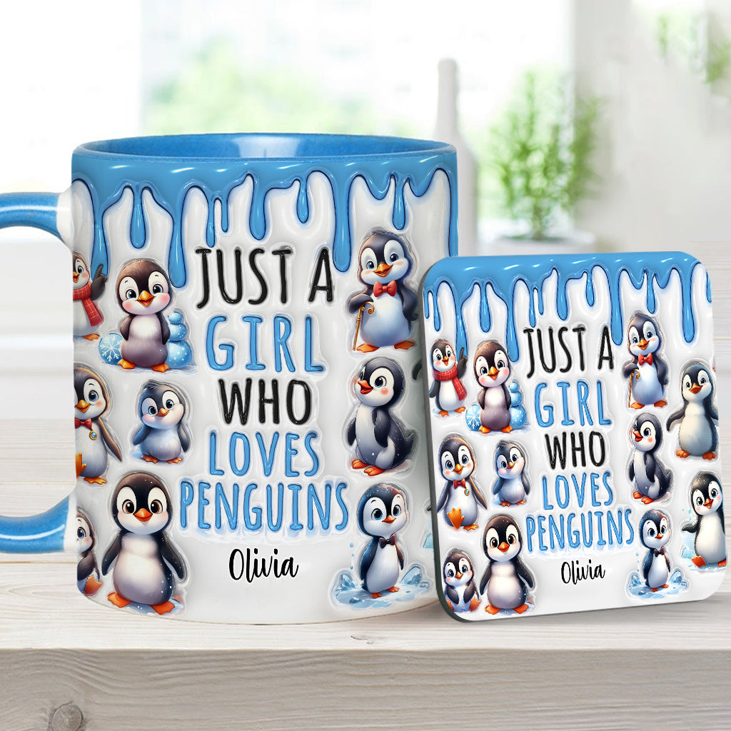 Just A Girl Who Loves Penguins - Personalized Accent Mug