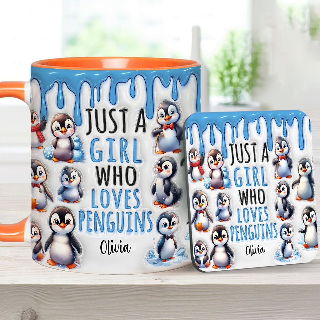 Just A Girl Who Loves Penguins - Personalized Accent Mug
