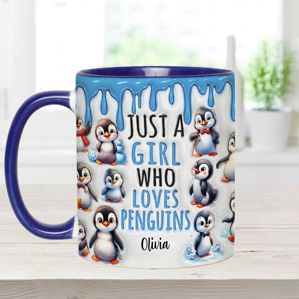 Just A Girl Who Loves Penguins - Personalized Accent Mug
