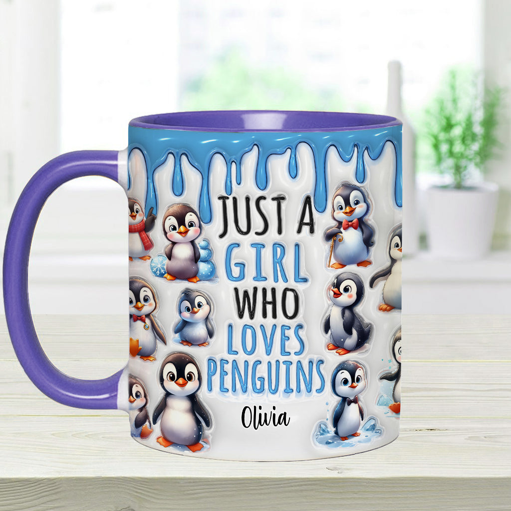 Just A Girl Who Loves Penguins - Personalized Accent Mug