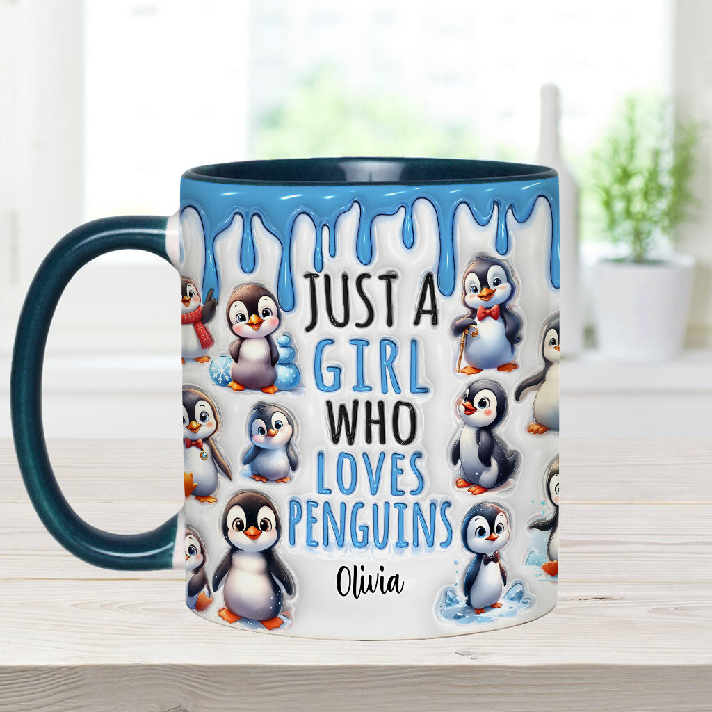 Just A Girl Who Loves Penguins - Personalized Accent Mug