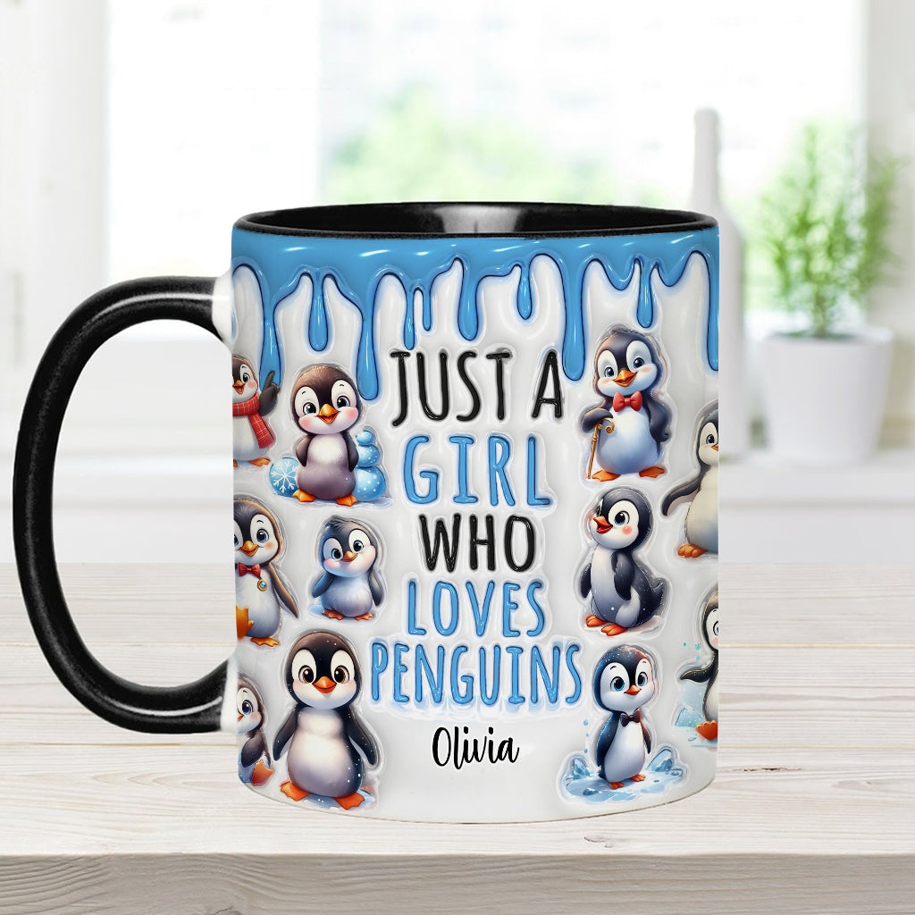 Just A Girl Who Loves Penguins - Personalized Accent Mug