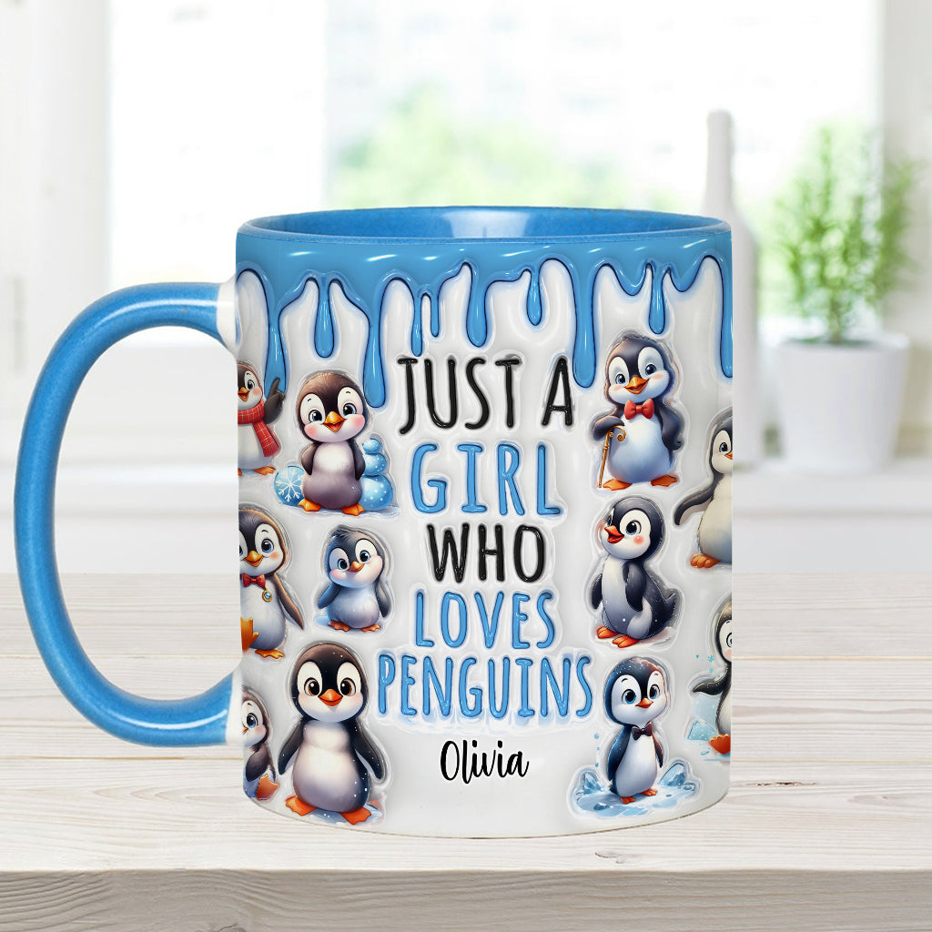 Just A Girl Who Loves Penguins - Personalized Accent Mug