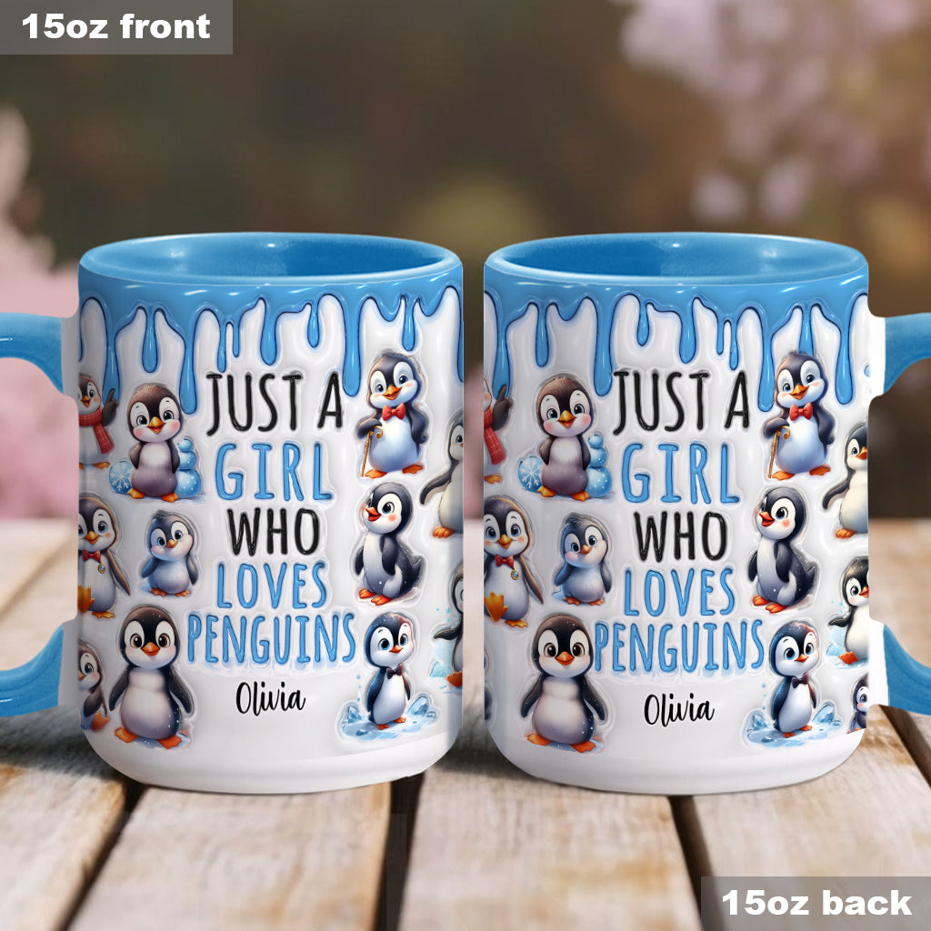 Just A Girl Who Loves Penguins - Personalized Accent Mug