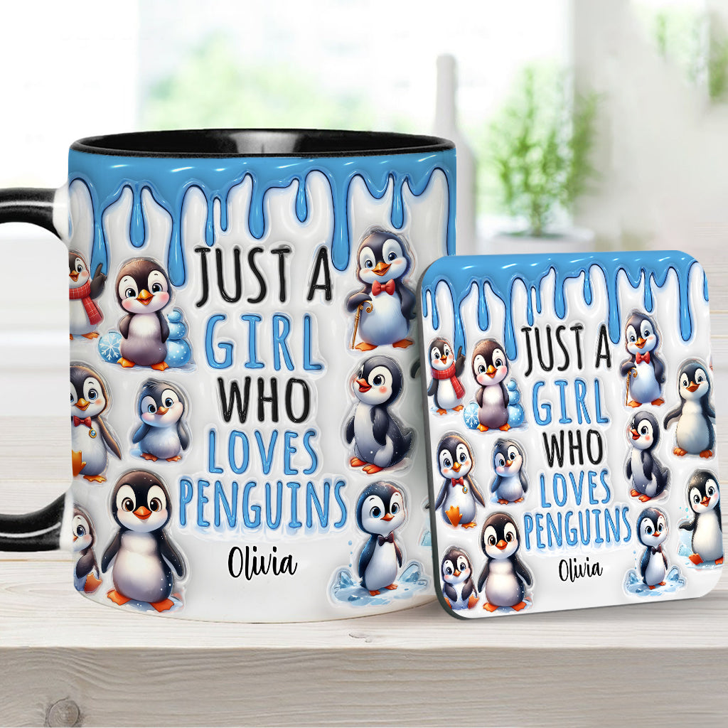 Just A Girl Who Loves Penguins - Personalized Accent Mug