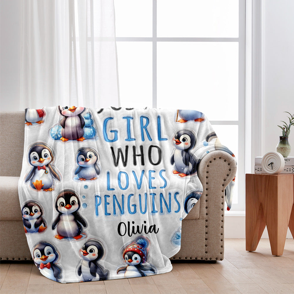 Couverture personnalisée « Juste une fille qui aime les pingouins »