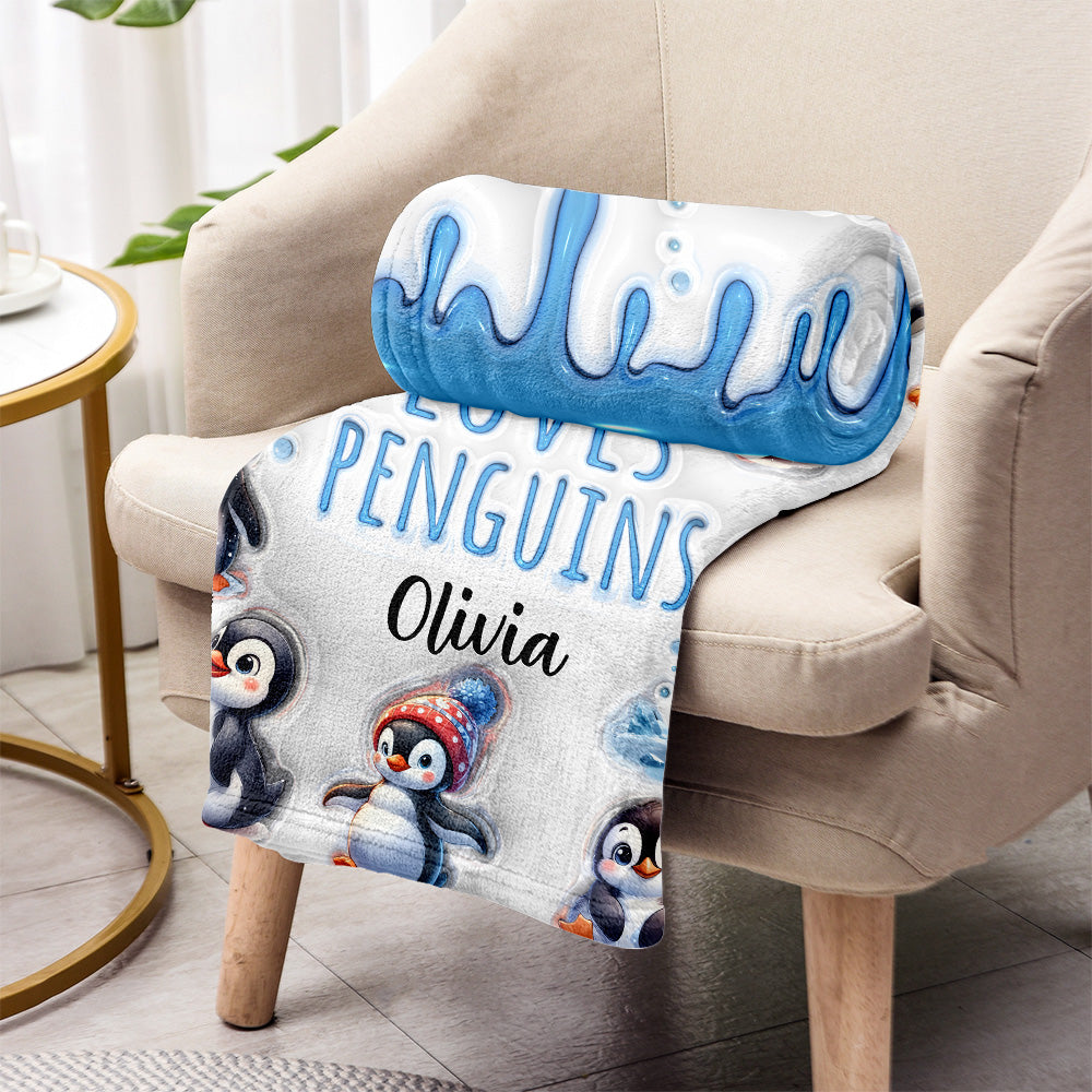 Couverture personnalisée « Juste une fille qui aime les pingouins »