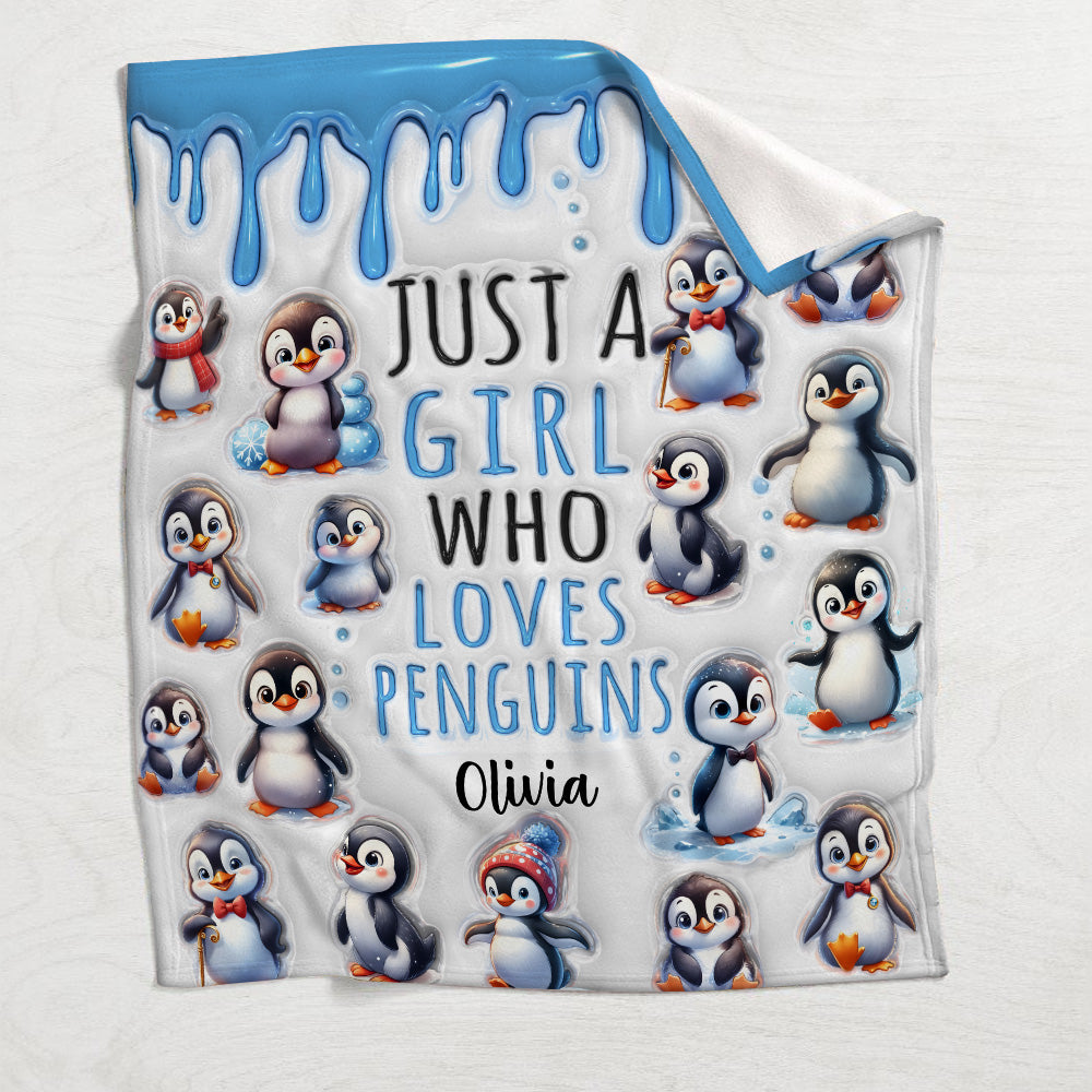 Couverture personnalisée « Juste une fille qui aime les pingouins »