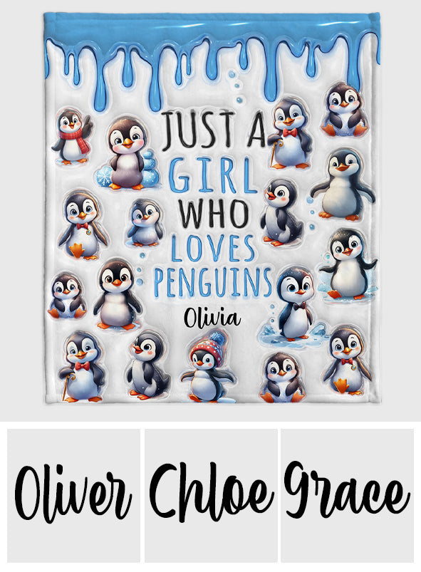 Couverture personnalisée « Juste une fille qui aime les pingouins »