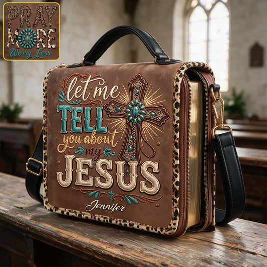 Parlons de Mon Jésus - Sac en Cuir Personnalisé pour Bible Chrétienne