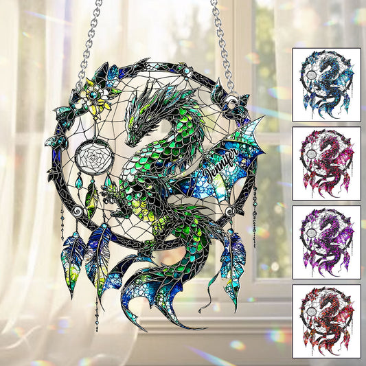 Dragon Mystique - Ornement Attrape-Soleil Personnalisé à Suspendre à la Fenêtre