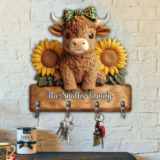 Liebe zu Hochlandrindern – Personalisierter Schlüsselanhänger in Form eines Hochlandrindes