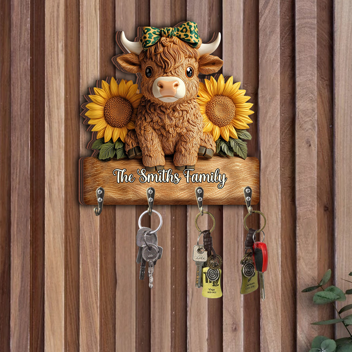 Liebe zu Hochlandrindern – Personalisierter Schlüsselanhänger in Form eines Hochlandrindes