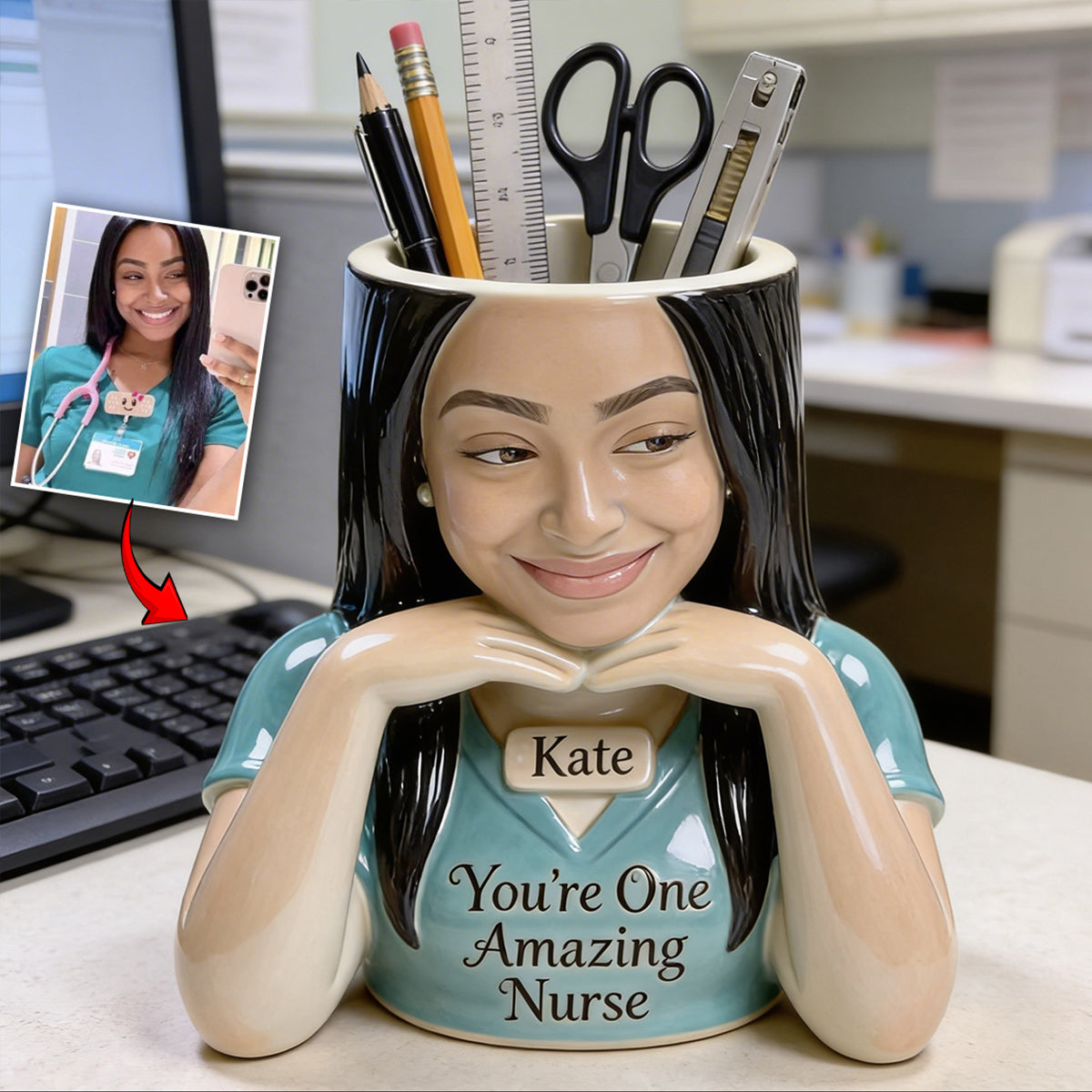 You're One Amazing Nurse - Personalized Nurse Wooden Desk Organizer