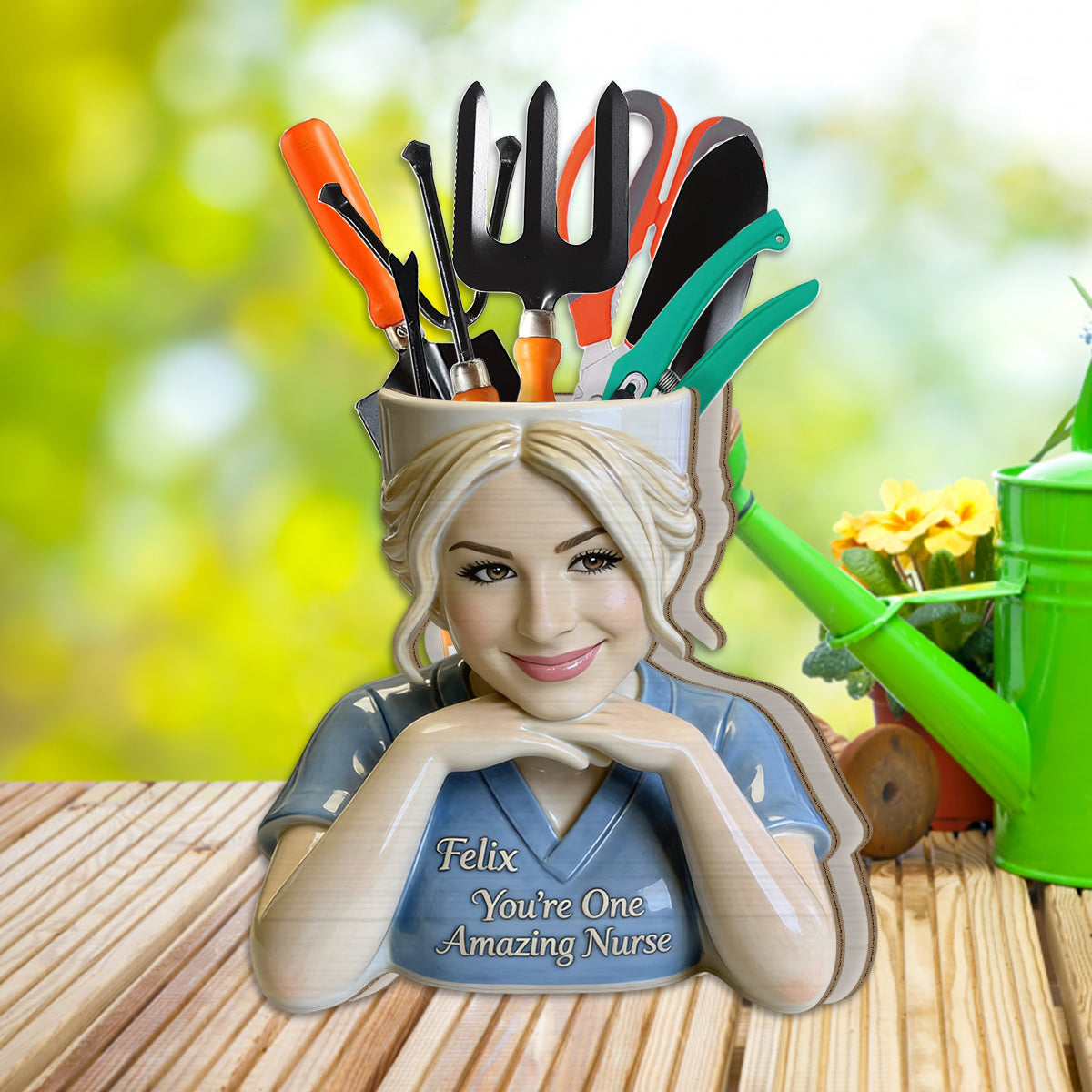 You're One Amazing Nurse - Personalized Nurse Wooden Desk Organizer