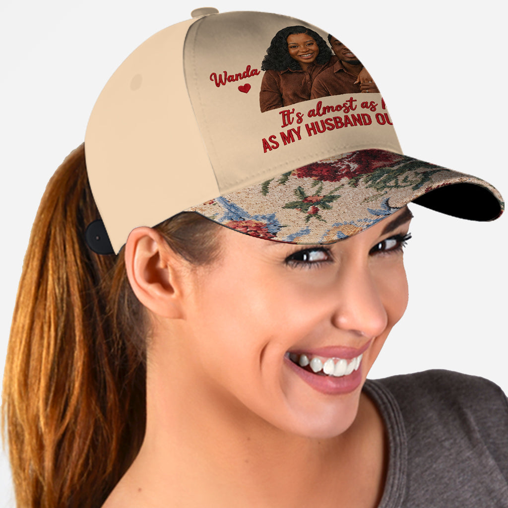 My Husband/Boyfriend Out Here Floral Hat - Personalized Couple Classic Cap