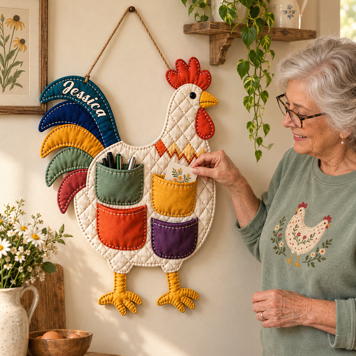 Love Chicken - Personalisierter Hängender Organizer für Hühner