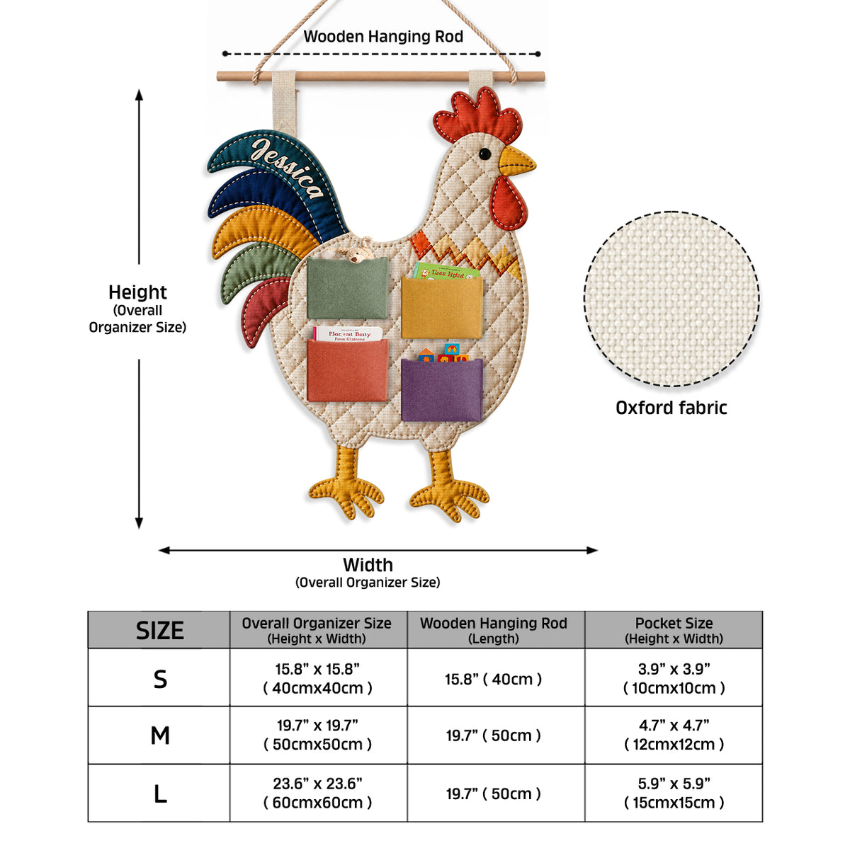 Love Chicken - Personalisierter Hängender Organizer für Hühner