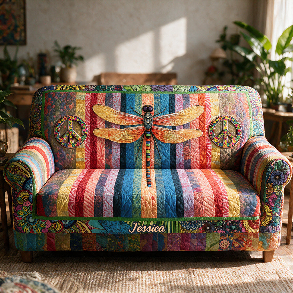 Hippie Souls - Personalized Hippie Quilted Sofa/Couch Cover