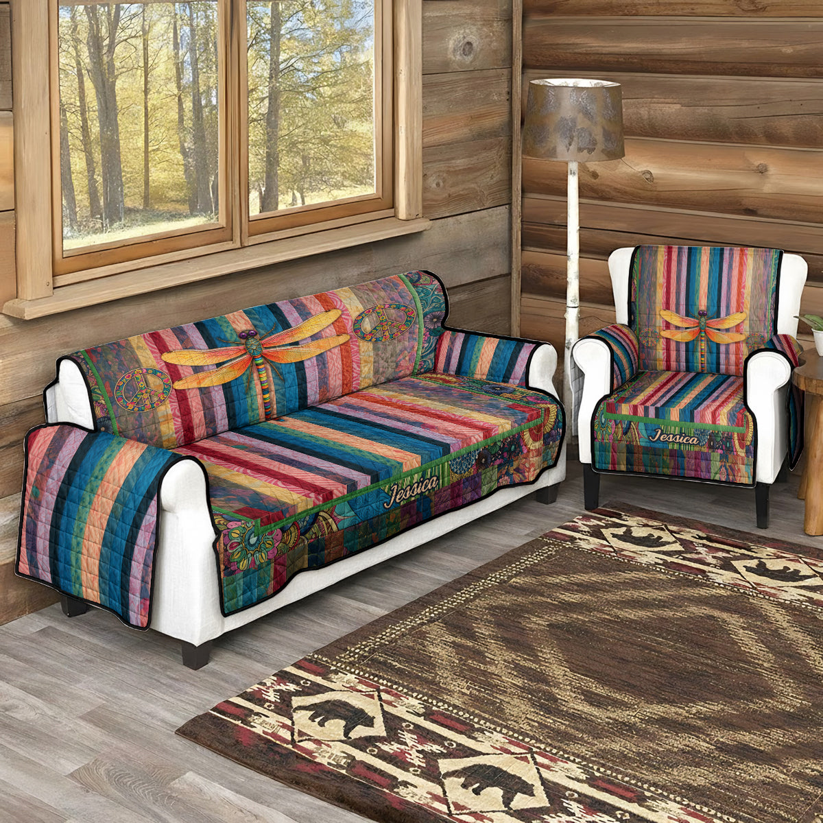 Hippie Souls - Personalized Hippie Quilted Sofa/Couch Cover
