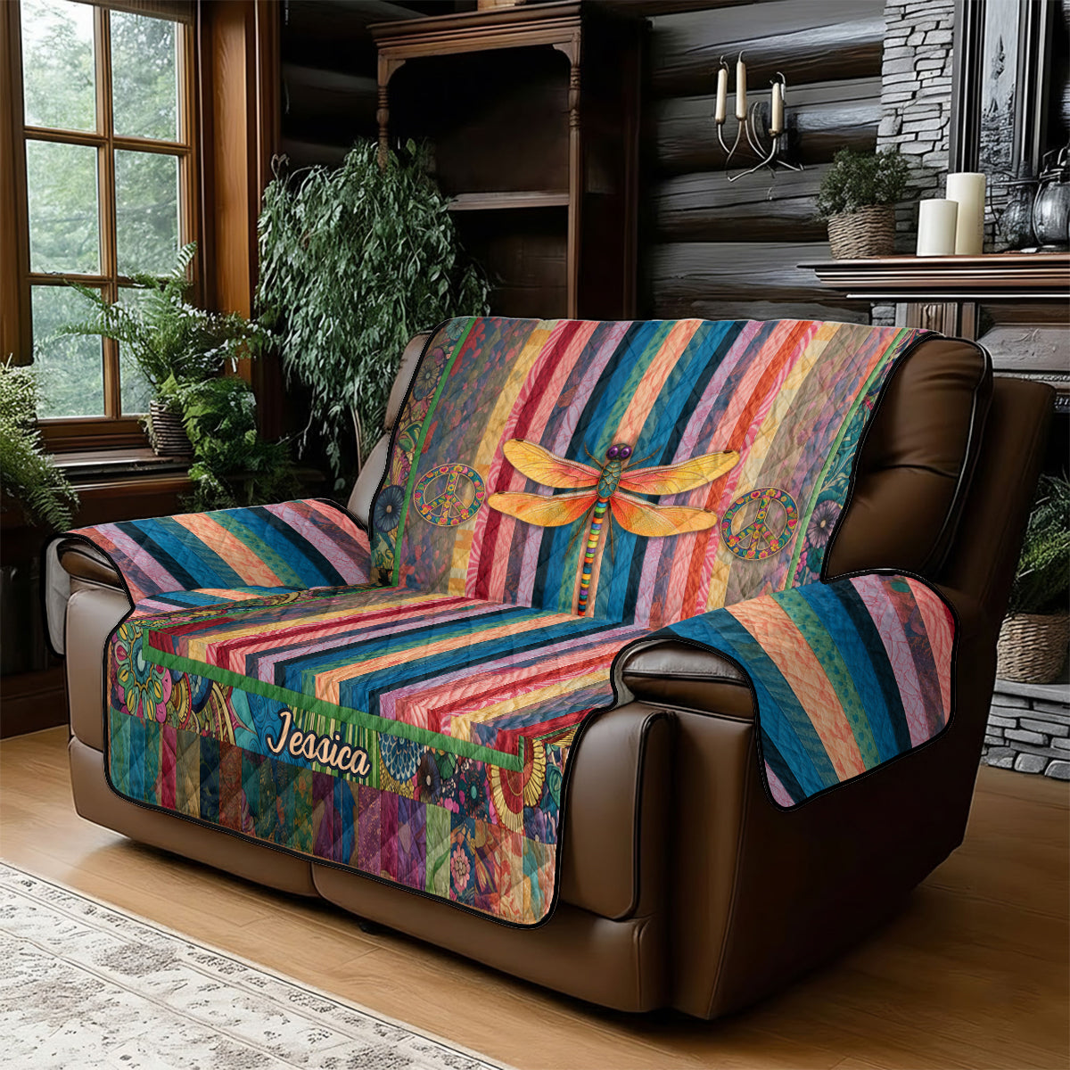 Hippie Souls - Personalized Hippie Quilted Sofa/Couch Cover