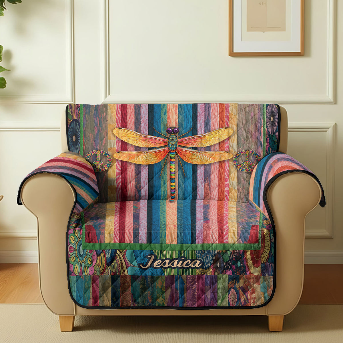 Hippie Souls - Personalized Hippie Quilted Sofa/Couch Cover