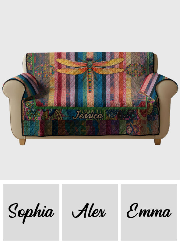 Hippie Souls - Personalized Hippie Quilted Sofa/Couch Cover