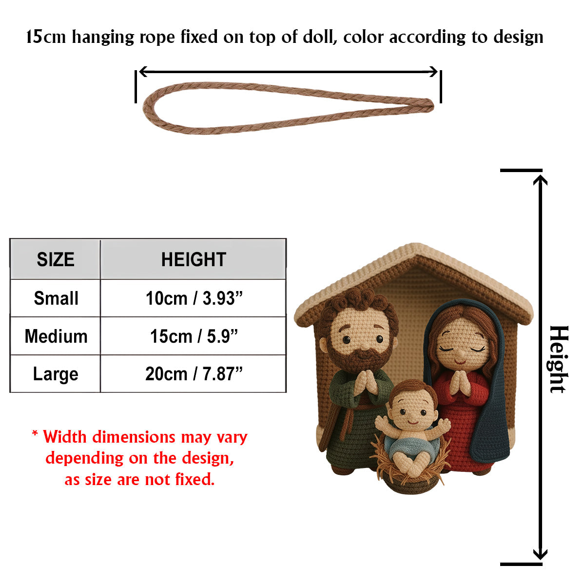 Crèche de Noël - Ornement chrétien personnalisé fait main au crochet