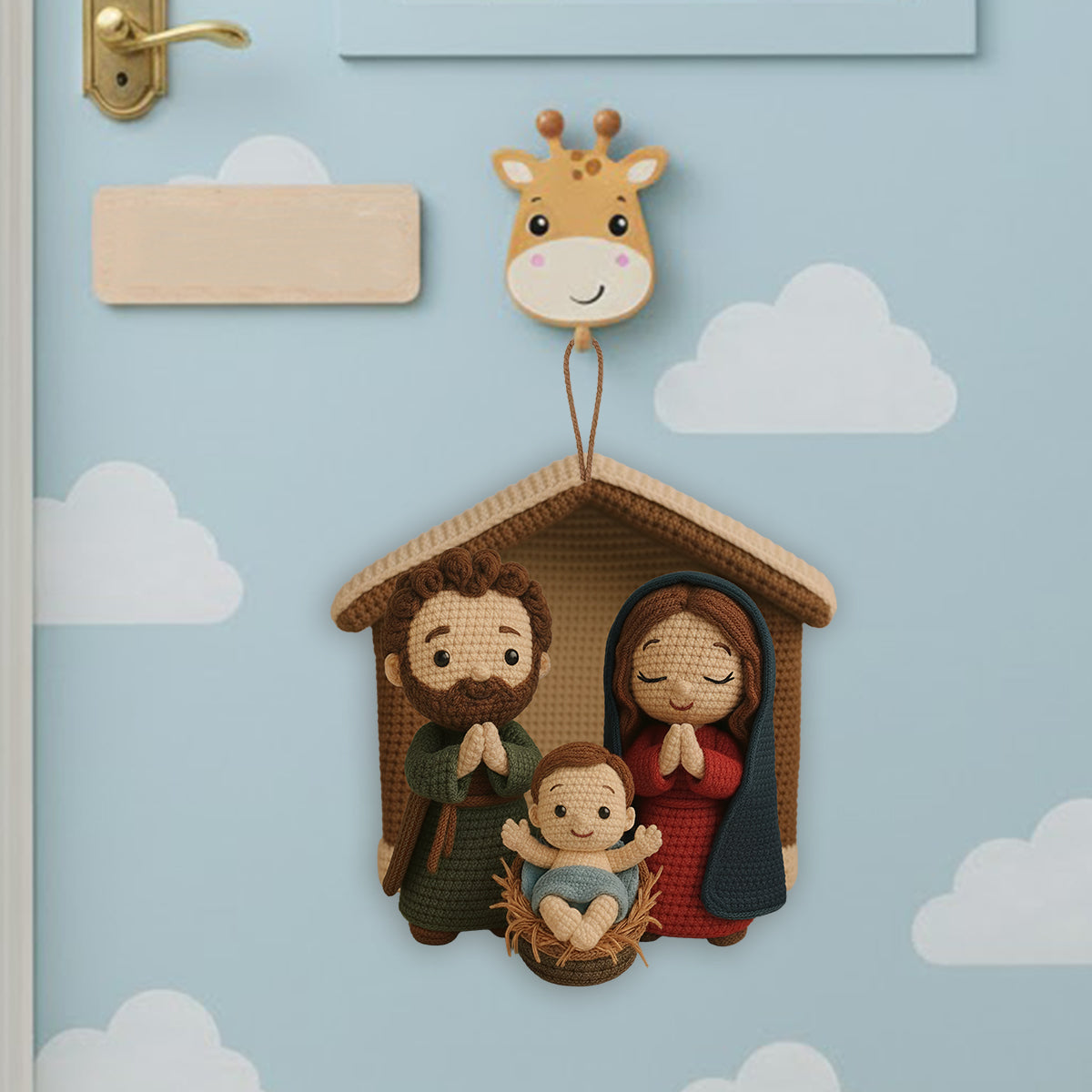 Crèche de Noël - Ornement chrétien personnalisé fait main au crochet