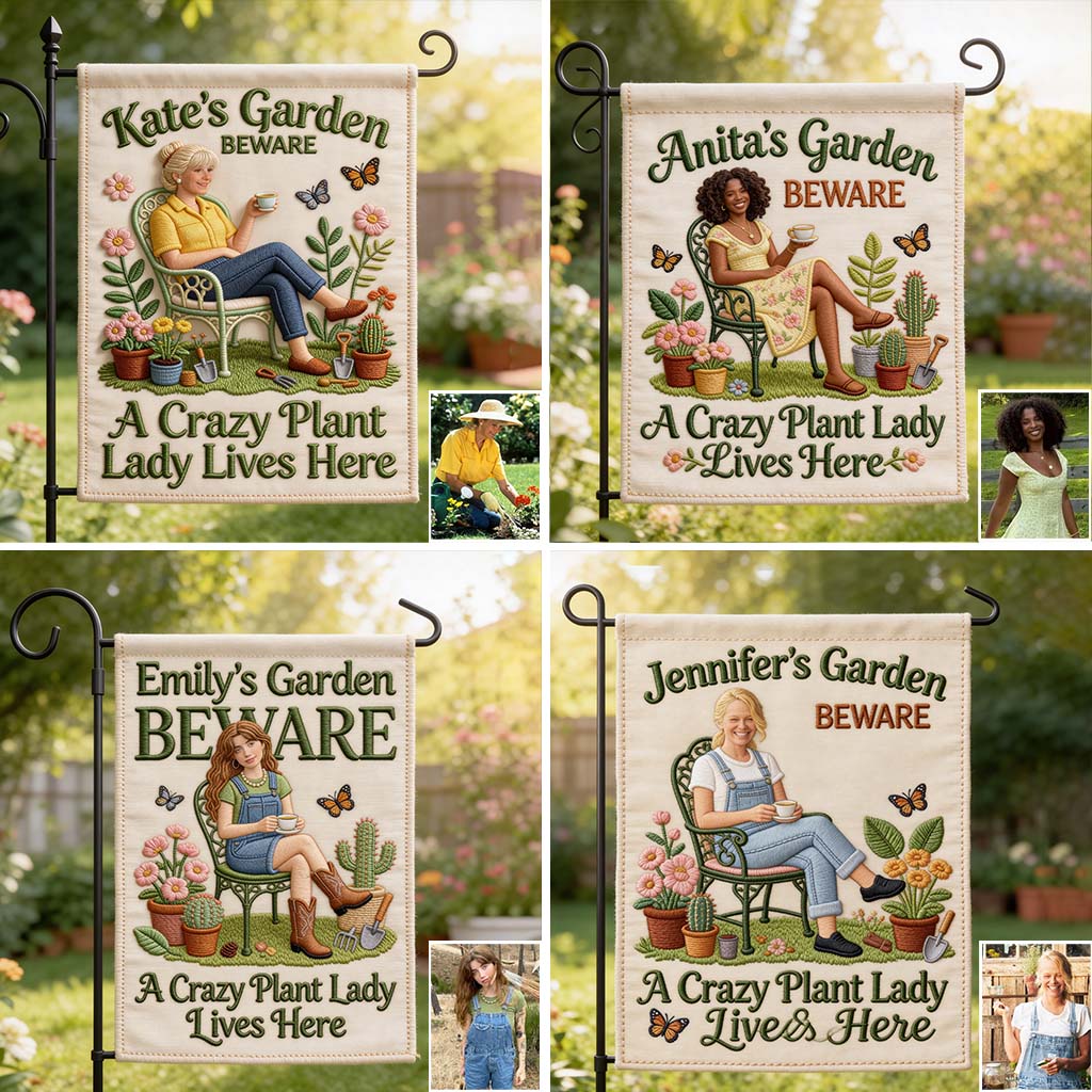 A Crazy Plant Lady Lives Here - Personalized Gardening Garden Flag