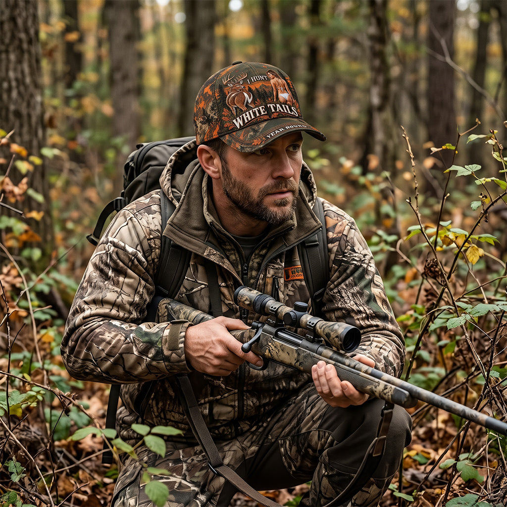 I Hunt White Tails Year Round - Personalized Hunting Classic Cap
