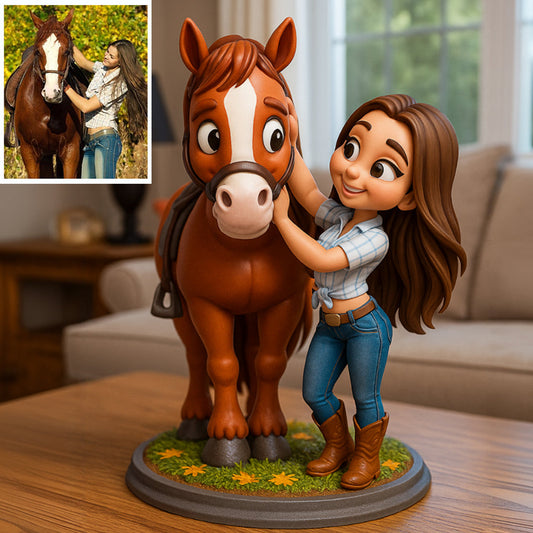 Love Horses Cartoonish Style - Personalized Horse Custom Shaped Acrylic Plaque