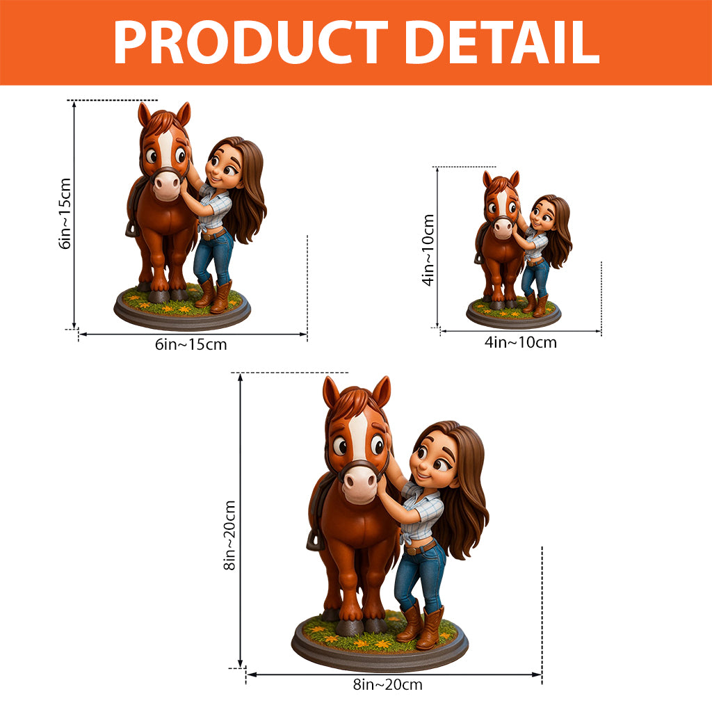 Love Horses Cartoonish Style - Personalized Horse Custom Shaped Acrylic Plaque