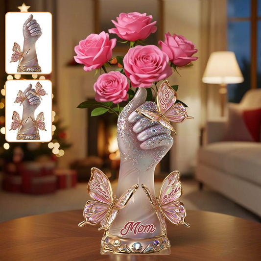The Love Of The Mother & Her Kids - Personalized Mother Custom Shape Acrylic Flower Vase