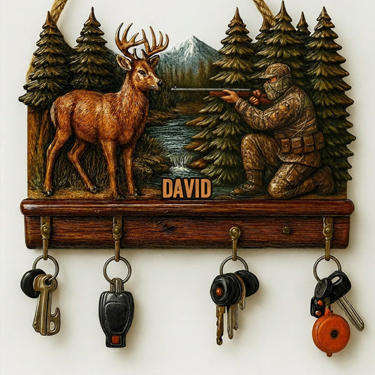 Deer Hunting - Personalized Hunting Custom Shaped Hanging Rack