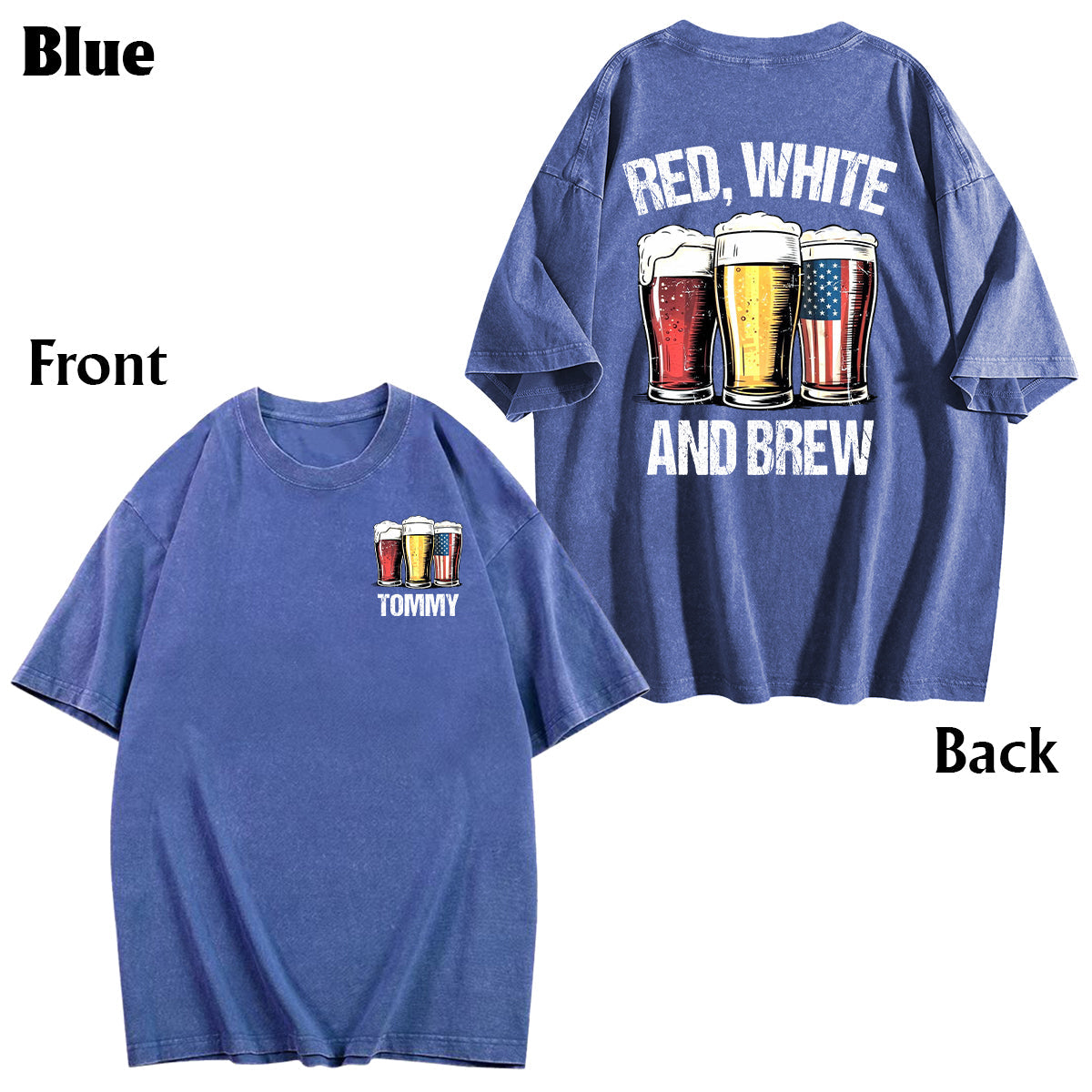Red, White & Brew - Personalized Beer Wash T-Shirt