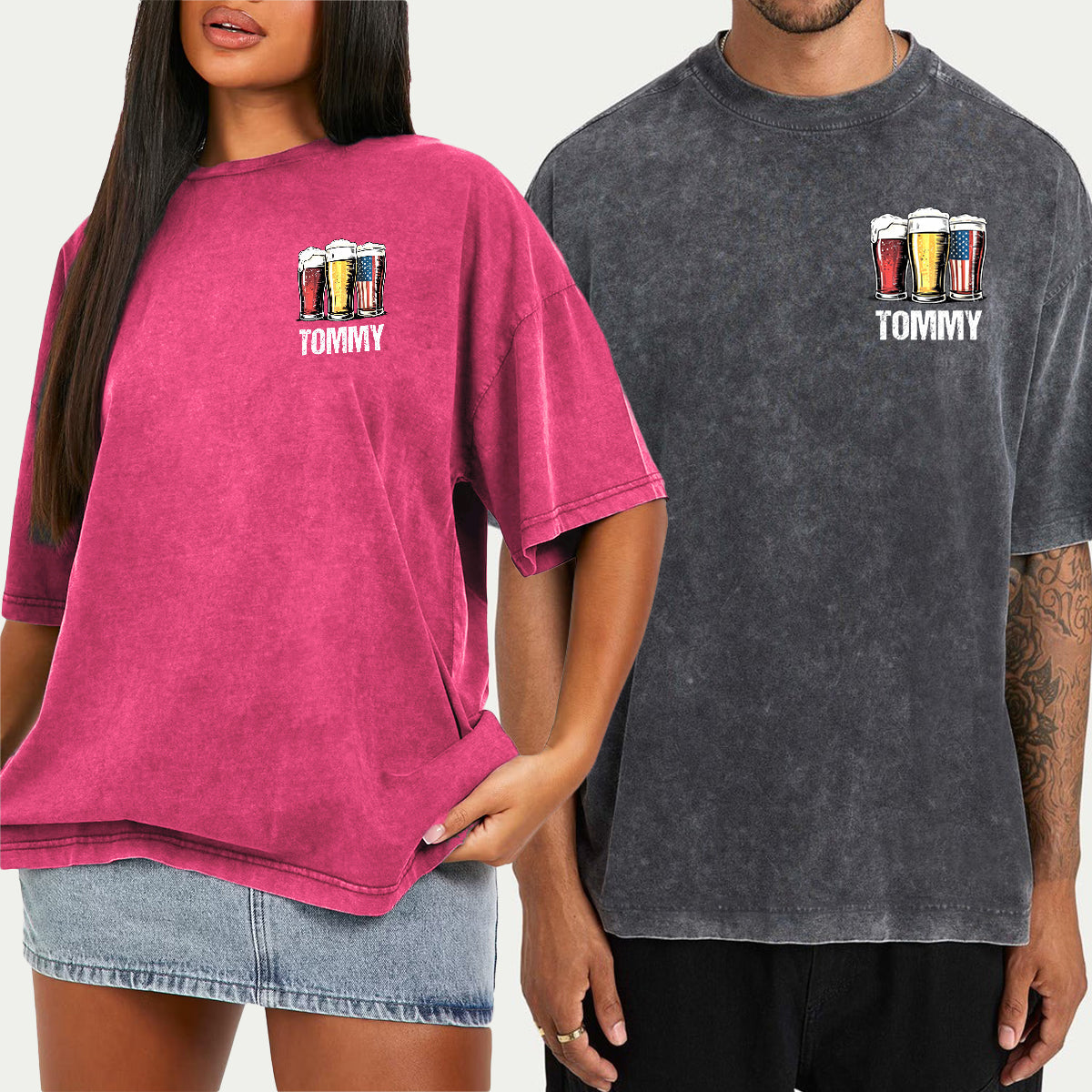 Red, White & Brew - Personalized Beer Wash T-Shirt