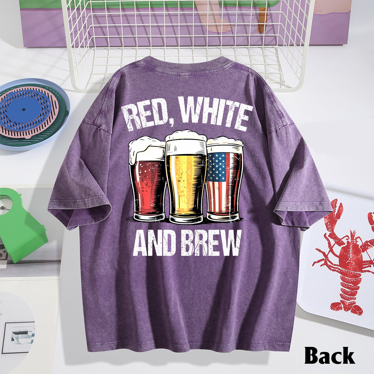 Red, White & Brew - Personalized Beer Wash T-Shirt